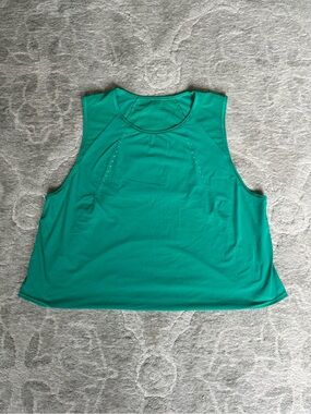 lululemon Sculpt Waist-length Teal Green mesh back Workout Tank, size 14